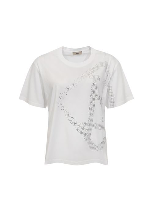 T-shirt in cotone con logo glitter Bianco Herno | JG000321D 521251094